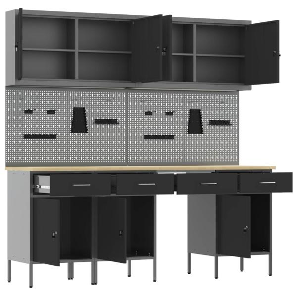 10-tlg. Werkbank-Set Schwarz Stahl