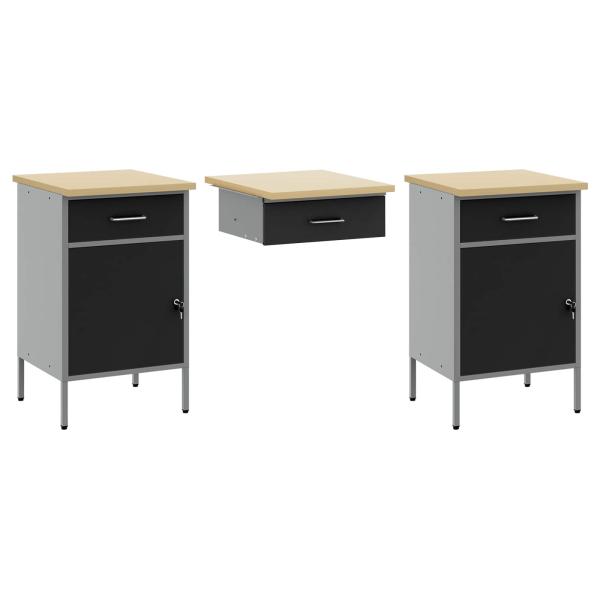 10-tlg. Werkbank-Set Schwarz Stahl