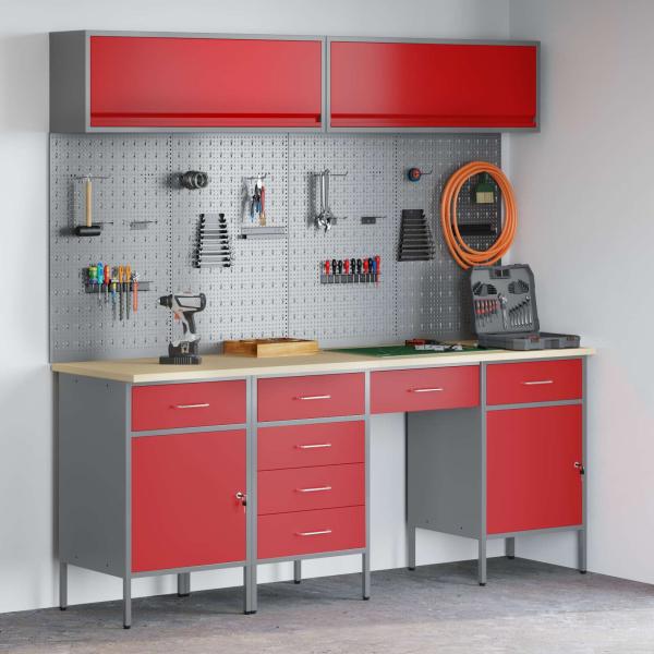 10-tlg. Werkbank-Set Schwarz Stahl