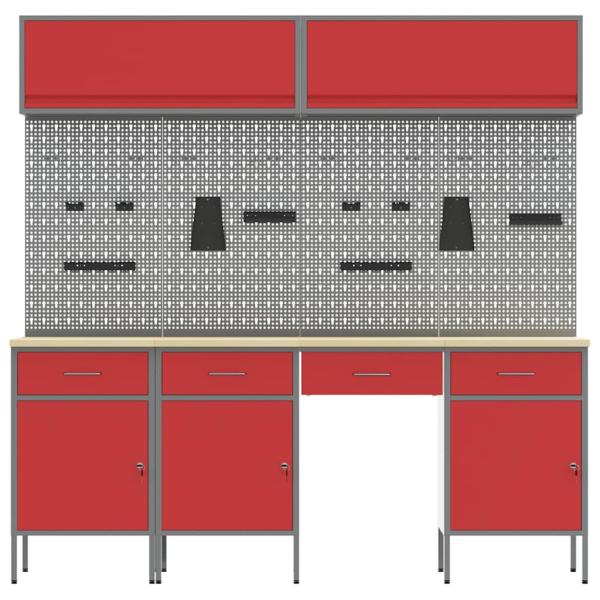 ARDEBO.de - 10-tlg. Werkbank-Set Rot Stahl