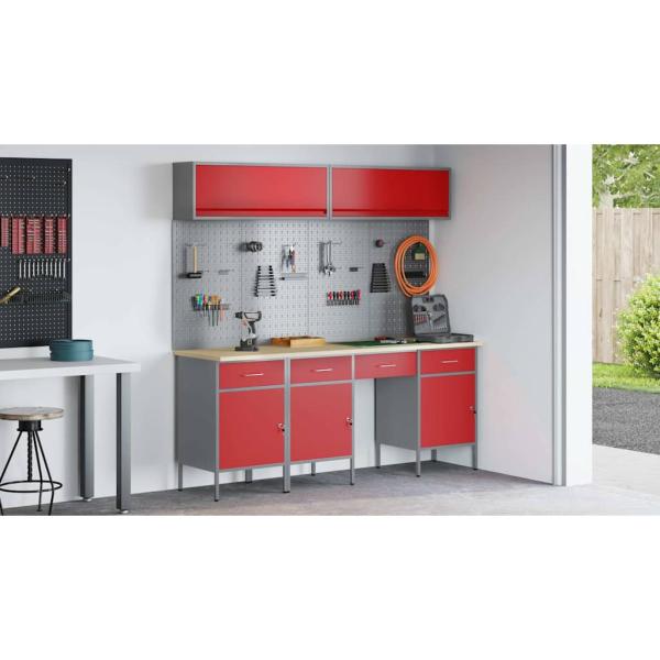 10-tlg. Werkbank-Set Rot Stahl