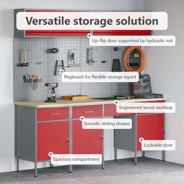 10-tlg. Werkbank-Set Rot Stahl