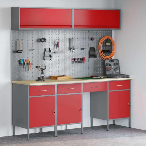 10-tlg. Werkbank-Set Rot Stahl