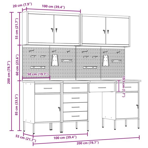 10-tlg. Werkbank-Set Rot Stahl