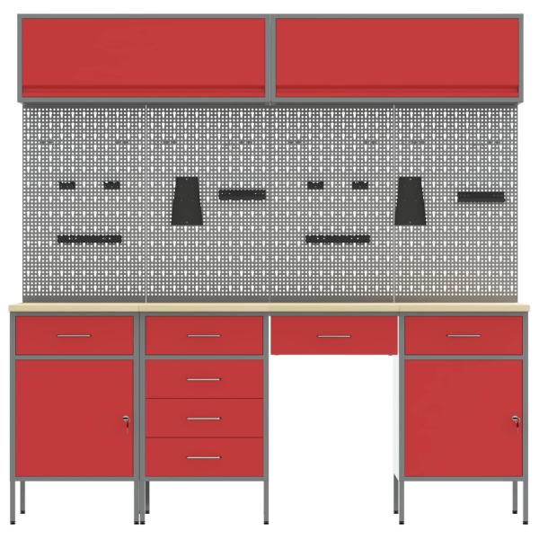 10-tlg. Werkbank-Set Rot Stahl