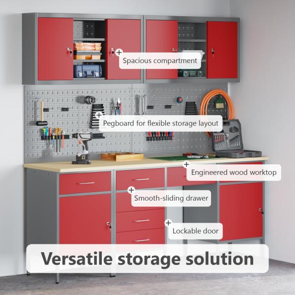 10-tlg. Werkbank-Set Rot Stahl
