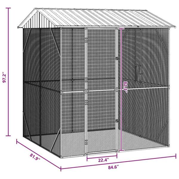 Voliere Anthrazit 210x227x247 cm Stahl