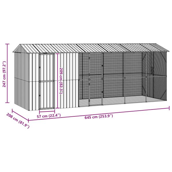Voliere mit Erweiterung Anthrazit 210x640x247 cm Stahl