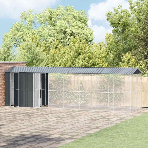 Voliere mit Erweiterung Anthrazit 210x838x247 cm Stahl