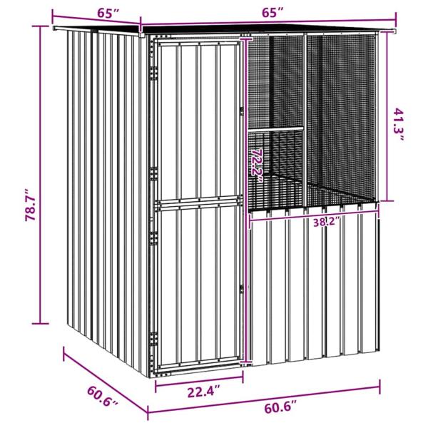 Vogelkäfig Anthrazit 215x78x200 cm Verzinkter Stahl