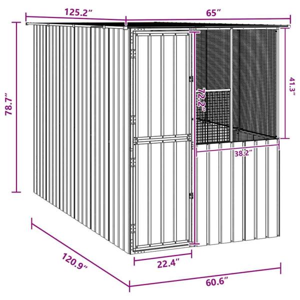 Vogelkäfig Anthrazit 215x78x200 cm Verzinkter Stahl