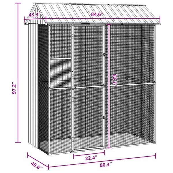 Voliere Anthrazit 215x110x247 cm Stahl