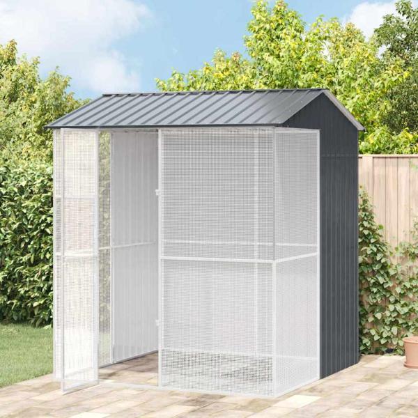 ARDEBO.de - Voliere Anthrazit 215x210x247 cm Stahl