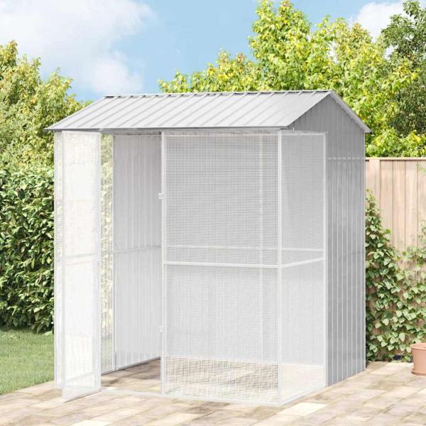 ARDEBO.de - Voliere Grau 215x210x247 cm Stahl
