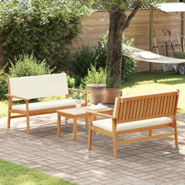 3-tlg. Garten-Sofagarnitur mit Kissen Massivholz Akazie