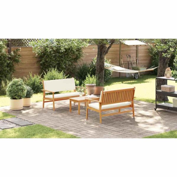 3-tlg. Garten-Sofagarnitur mit Kissen Massivholz Akazie