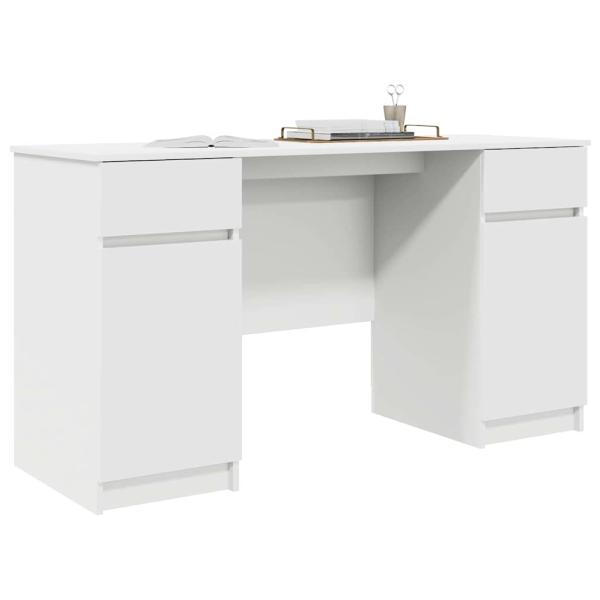 Schreibtisch mit Schubladen Weiß 140 x 49 x 76 cm Holzwerkstoff