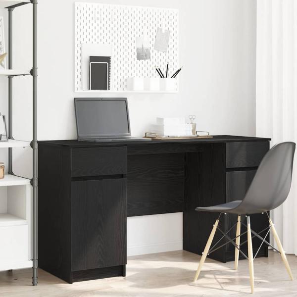 ARDEBO.de - Schreibtisch Schwarz Eiche 140x49x76 cm Holzwerkstoff