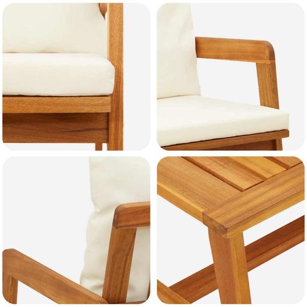 3-tlg. Bistro-Set mit Kissen Massivholz Akazie