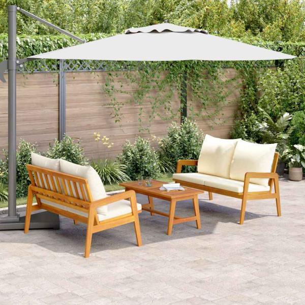 3-tlg. Bistro-Set mit Kissen Massivholz Akazie