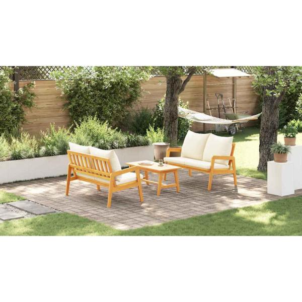 3-tlg. Bistro-Set mit Kissen Massivholz Akazie