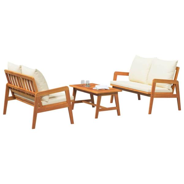 3-tlg. Bistro-Set mit Kissen Massivholz Akazie
