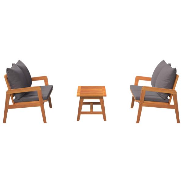 3-tlg. Bistro-Set mit Kissen Massivholz Akazie