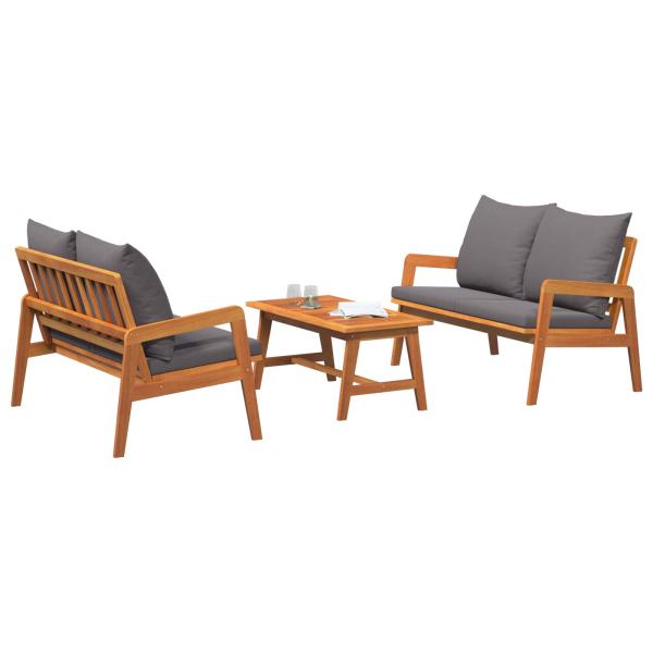 3-tlg. Bistro-Set mit Kissen Massivholz Akazie