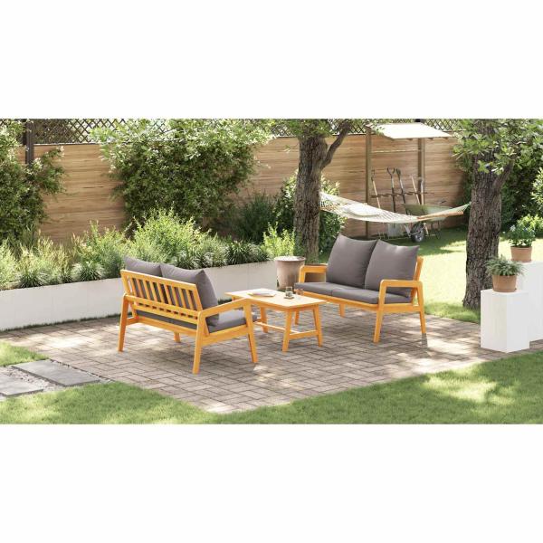 3-tlg. Bistro-Set mit Kissen Massivholz Akazie