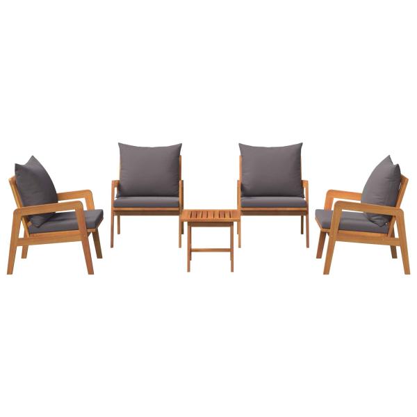 5-tlg. Bistro-Set mit Kissen Massivholz Akazie