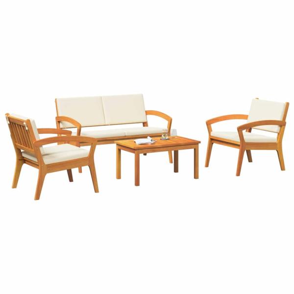 4-teiliges Bistro-Set mit Kissen aus Akazienholz