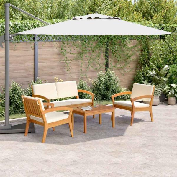 4-teiliges Bistro-Set mit Kissen aus Akazienholz