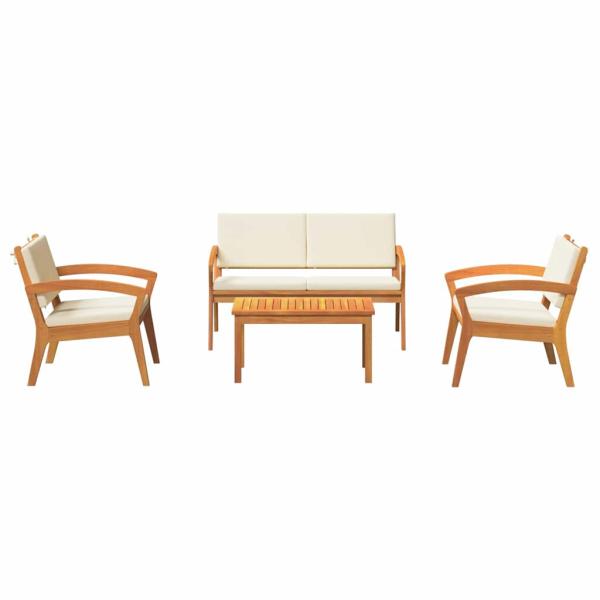 4-teiliges Bistro-Set mit Kissen aus Akazienholz