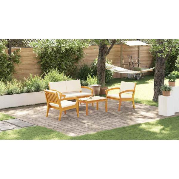 4-teiliges Bistro-Set mit Kissen aus Akazienholz