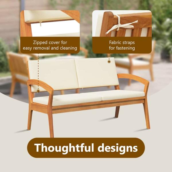4-teiliges Bistro-Set mit Kissen aus Akazienholz