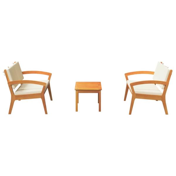 3-teiliges Bistro-Set mit Kissen - Massivholz Akazie