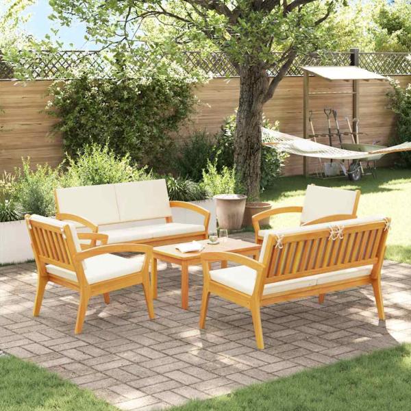 ARDEBO.de - 5-teiliges Bistro Set mit Kissen - Massivholz Akazie