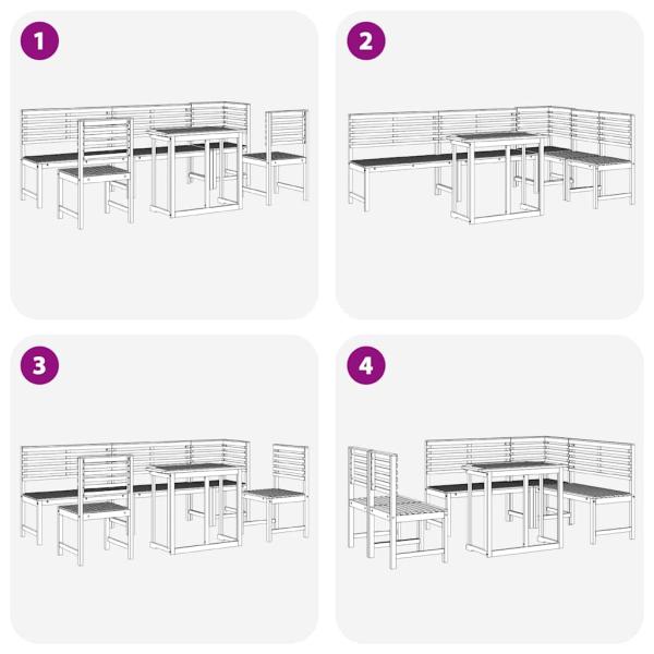 6-teiliges Garten-Esszimmer-Set aus massivem Akazienholz