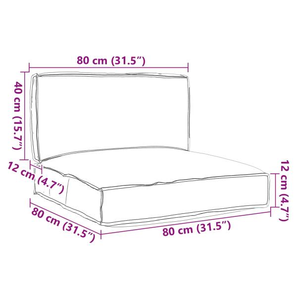 Palettenkissenset Oxford-Stoff Anthrazit 80 x 80 x 52 cm