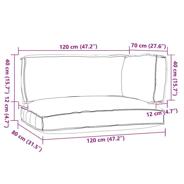 ARDEBO.de - 3-teiliges Palettenkissen Set Anthrazit Oxford Stoff