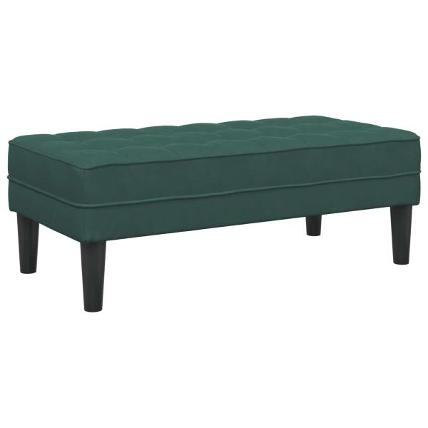Garten Sofa mit Bank und Kissen in L-Form aus dunkelgrünem Samt, 3-Sitzer Sofa mit Chaise in L-Form aus 160 cm dunkelgrünem Samt, Bank in dunkelgrün 113x57x39 cm aus Samt