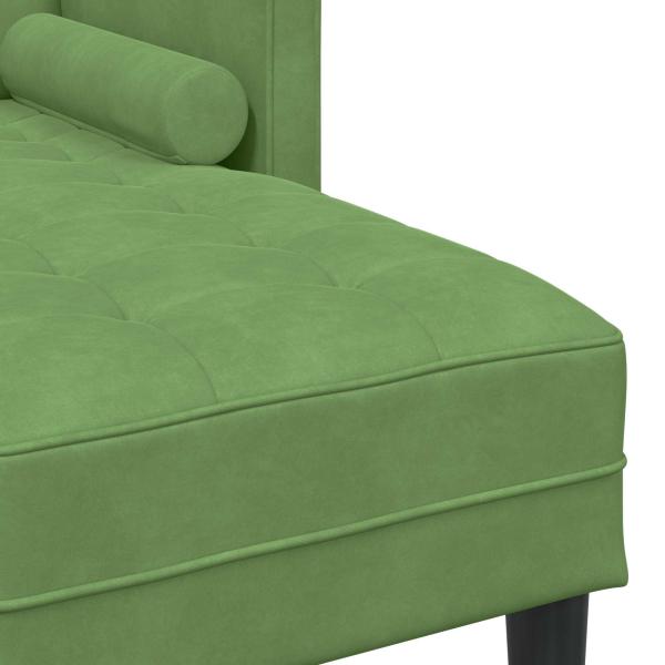 Garten Sofa mit Bank und Kissen, L-förmiger hellgrüner Samt, 3-Sitzer Sofa mit Chaise, L-förmiger hellgrüner 160 cm Samt, Bank hellgrün, 113x57x39 cm, Samt