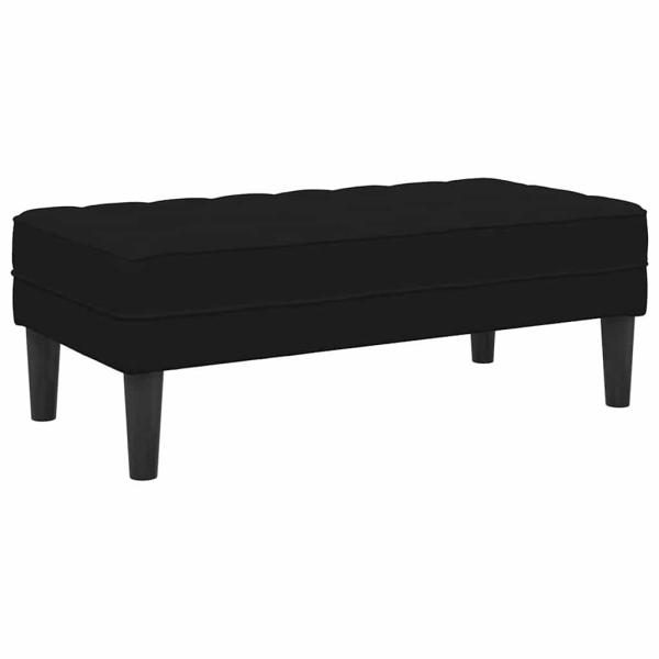 Garten Sofa mit Bank und Kissen L-förmiger schwarzer Samt, 3-Sitzer Sofa mit Chaise L-förmiger schwarzer 160 cm Samt, Bank Schwarz 113x57x39 cm Samt