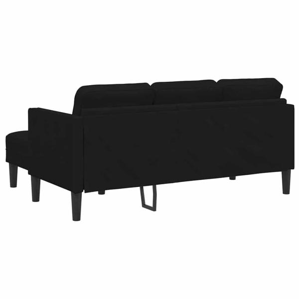 Garten Sofa mit Bank und Kissen L-förmiger schwarzer Samt, 3-Sitzer Sofa mit Chaise L-förmiger schwarzer 160 cm Samt, Bank Schwarz 113x57x39 cm Samt