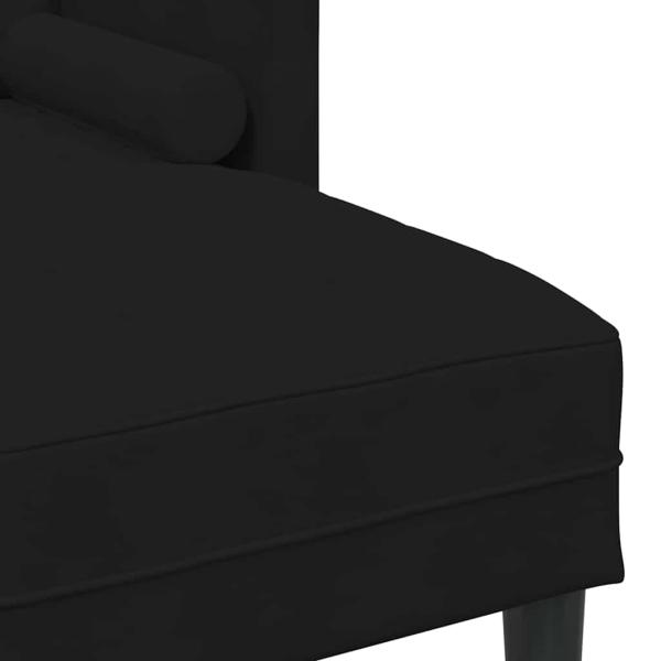 Garten Sofa mit Bank und Kissen L-förmiger schwarzer Samt, 3-Sitzer Sofa mit Chaise L-förmiger schwarzer 160 cm Samt, Bank Schwarz 113x57x39 cm Samt