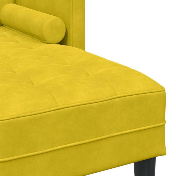 Garten Sofa mit Bank und Kissen L-Form Gelber Samt, L-förmiges Sofa Gelb 173x131x67 cm Samt, Bank Gelb 113x57x39 cm Samt