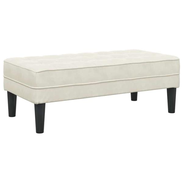 Garten-Sofa mit Bank und Kissen L-förmiger Creme-Samt, L-förmiges Sofa Creme 173x131x67 cm Samt, Bank Creme 113 cm Samt