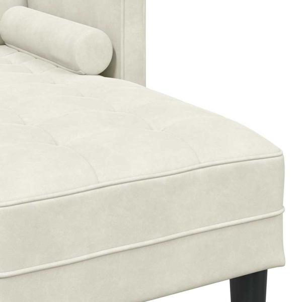 Garten-Sofa mit Bank und Kissen L-förmiger Creme-Samt, L-förmiges Sofa Creme 173x131x67 cm Samt, Bank Creme 113 cm Samt