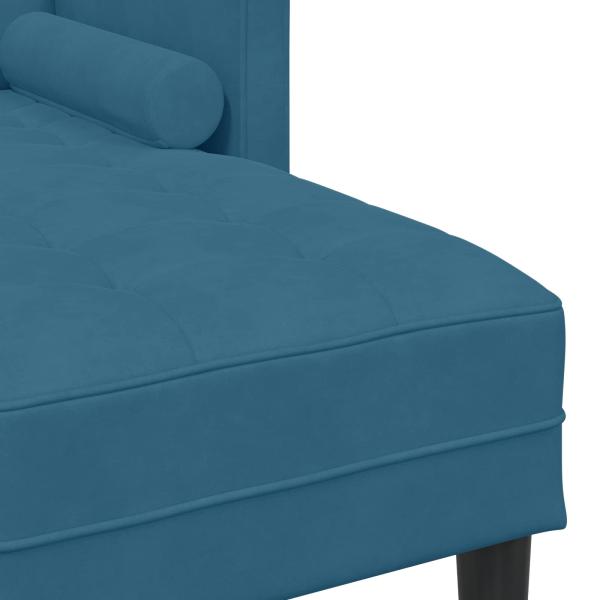Garten Sofa mit Bank und Kissen L-förmiger blauer Samt, L-förmiges Sofa blau 173x131x67 cm Samt, Bank blau 113x57x39 cm Samt