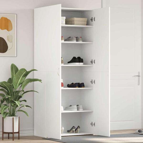 Schuhschrank mit Regal Weiß 80 x 35,5 x 180 cm Holzwerkstoff